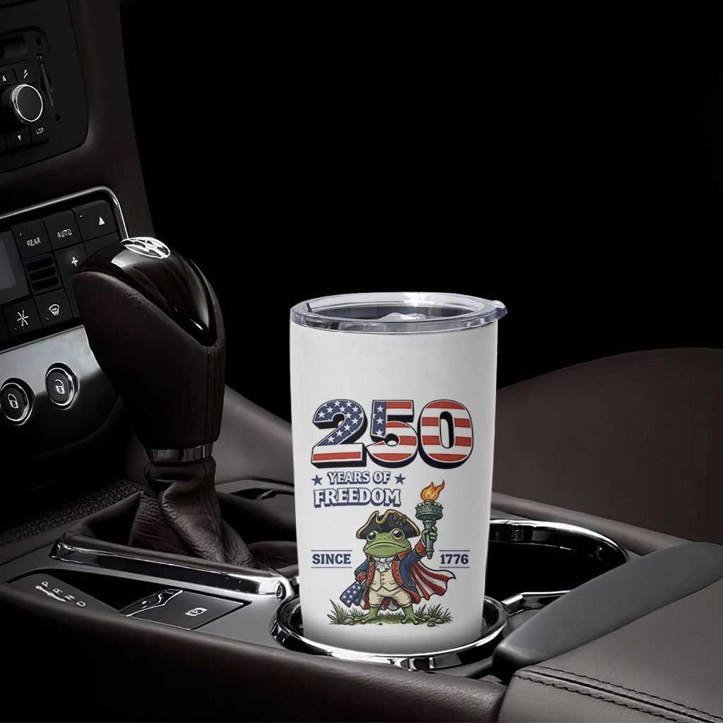 Patriotic Frog Raising The Torch Tumbler Cup 250 Years Of Freedom