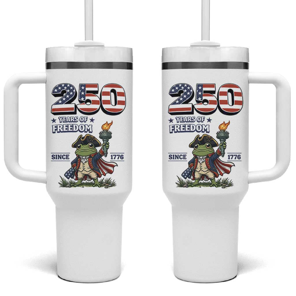 Patriotic Frog Raising The Torch Tumbler With Handle 250 Years Of Freedom