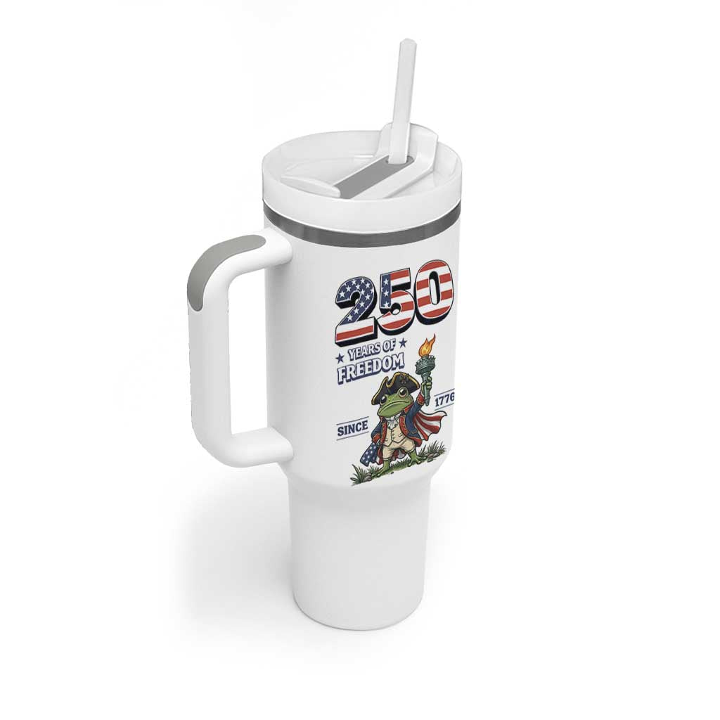 Patriotic Frog Raising The Torch Tumbler With Handle 250 Years Of Freedom