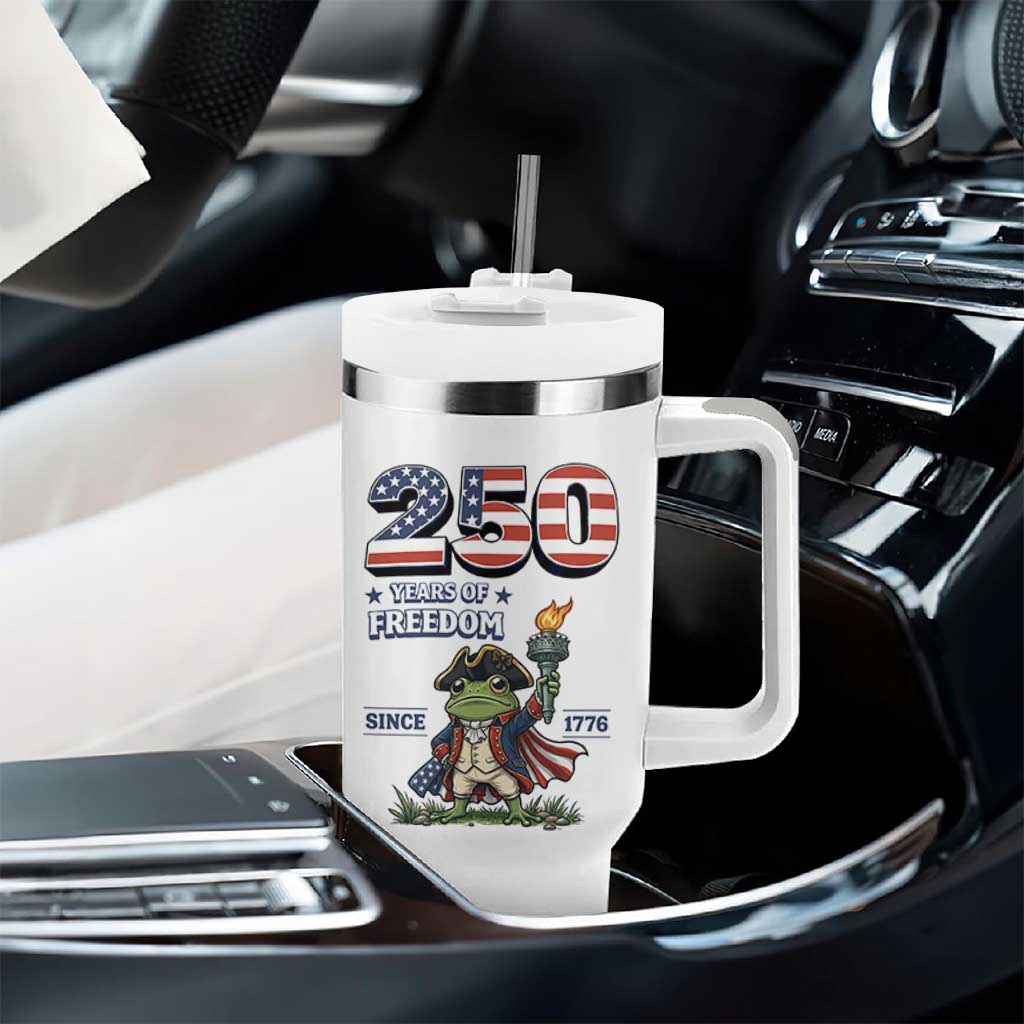 Patriotic Frog Raising The Torch Tumbler With Handle 250 Years Of Freedom
