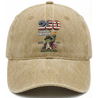 Patriotic Frog Raising The Torch Washed Cotton Baseball Cap 250 Years Of Freedom