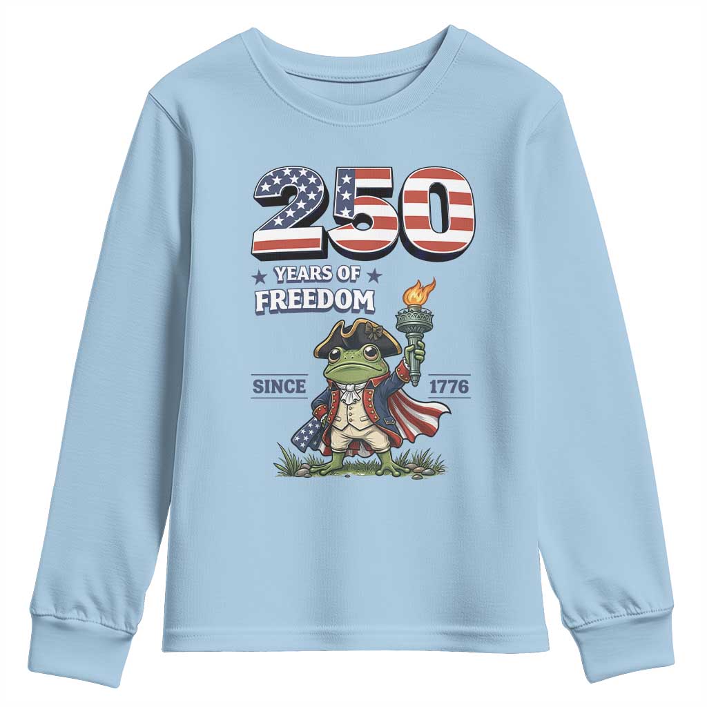 Patriotic Frog Raising The Torch Youth Sweatshirt 250 Years Of Freedom