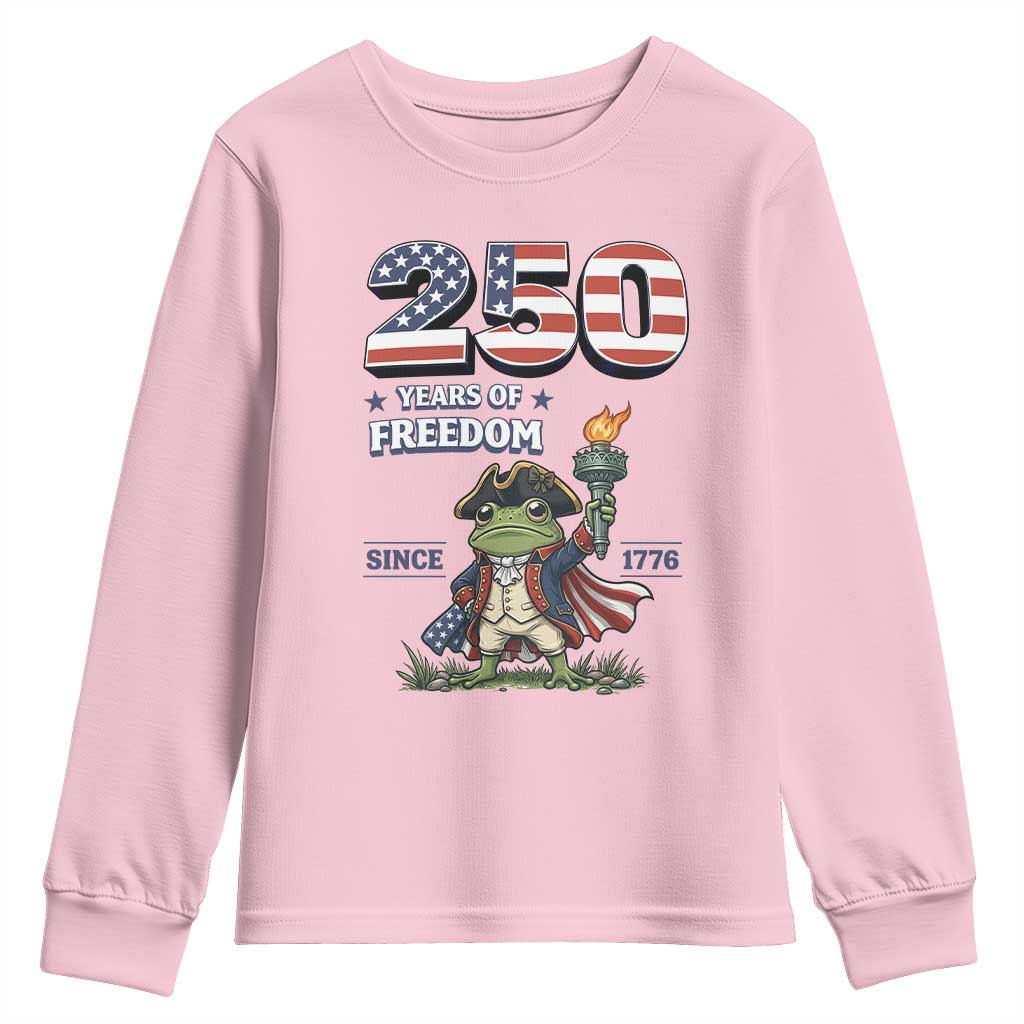 Patriotic Frog Raising The Torch Youth Sweatshirt 250 Years Of Freedom
