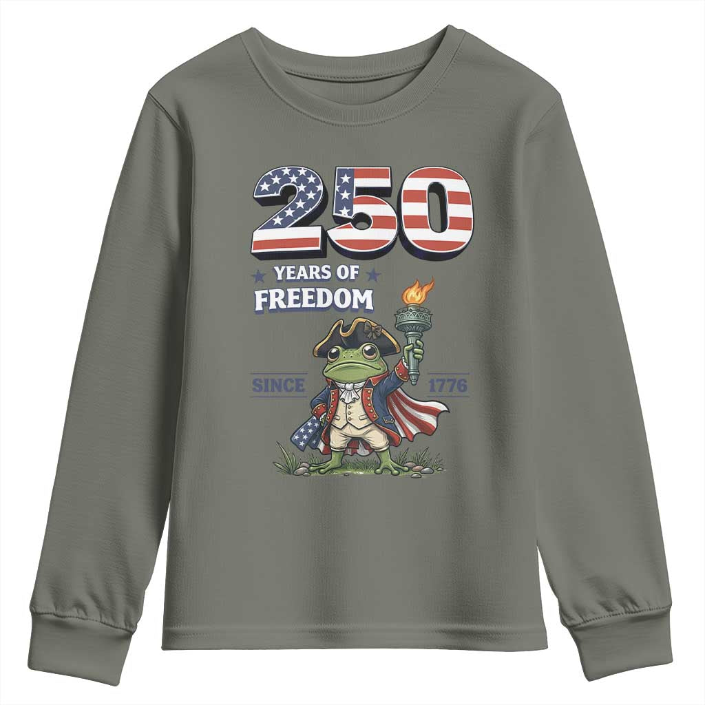 Patriotic Frog Raising The Torch Youth Sweatshirt 250 Years Of Freedom