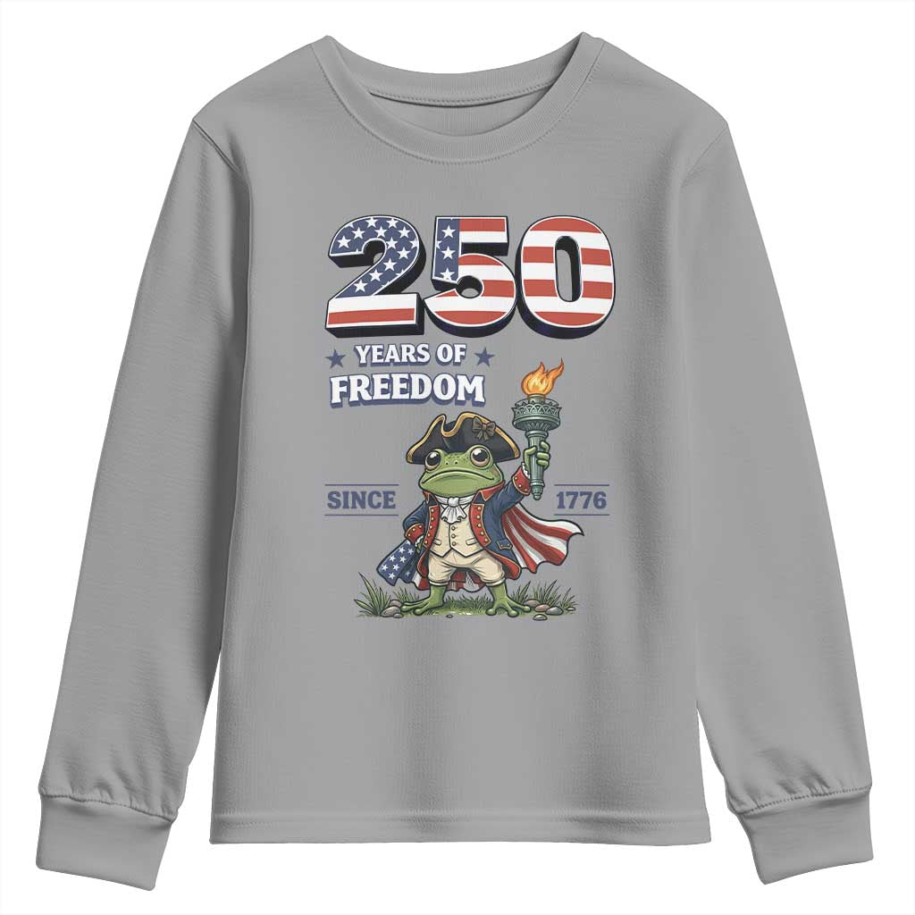 Patriotic Frog Raising The Torch Youth Sweatshirt 250 Years Of Freedom