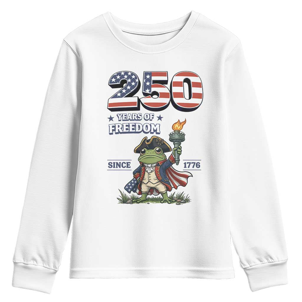 Patriotic Frog Raising The Torch Youth Sweatshirt 250 Years Of Freedom