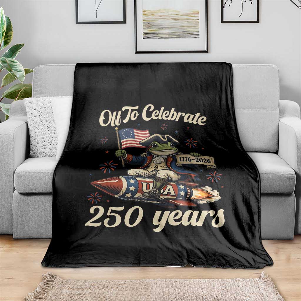 Funny Frog Off To Celebrate 250 Years Of Freedom Throw Blanket Patriotic Gift