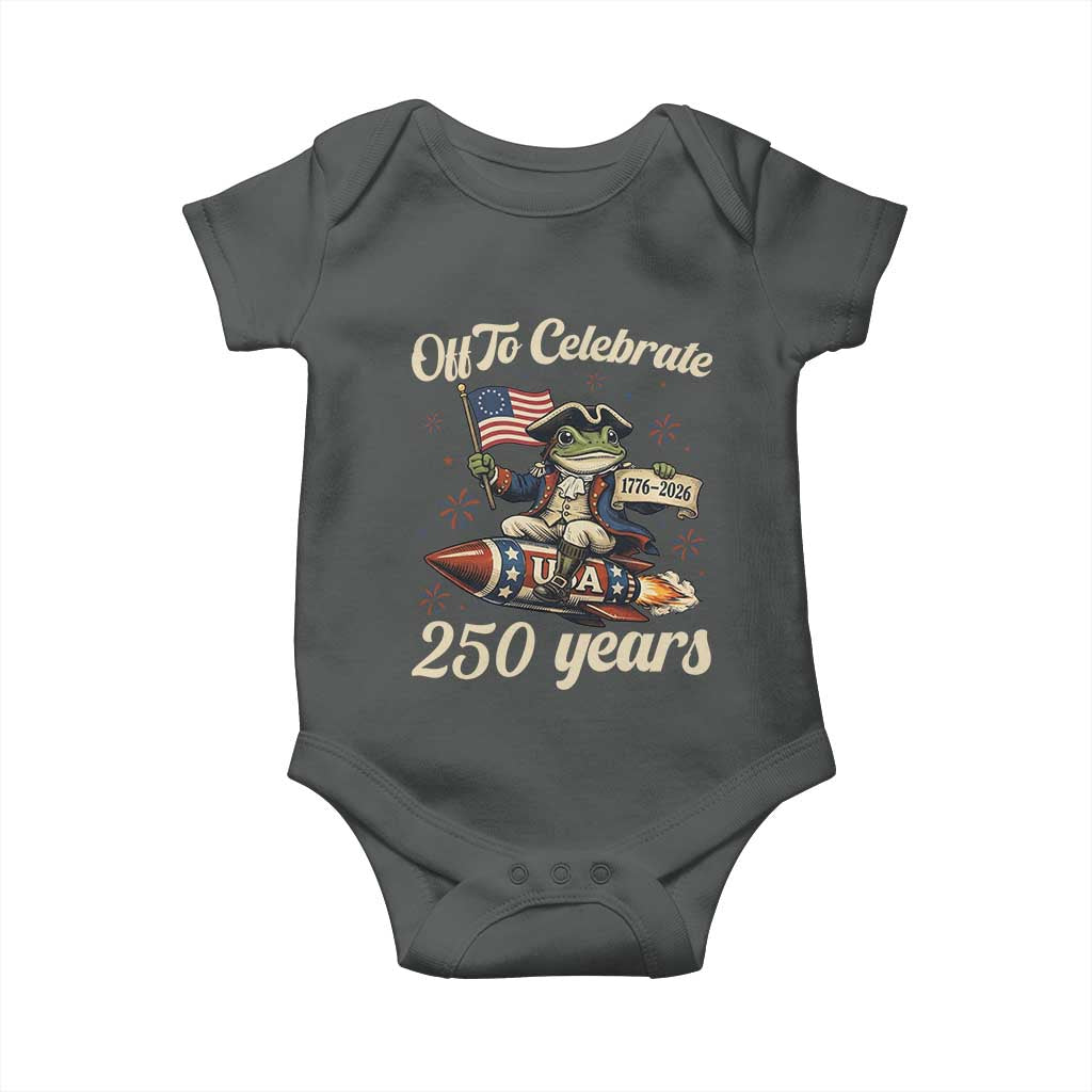 Funny Frog Off To Celebrate 250 Years Of Freedom Baby Onesie Patriotic Gift