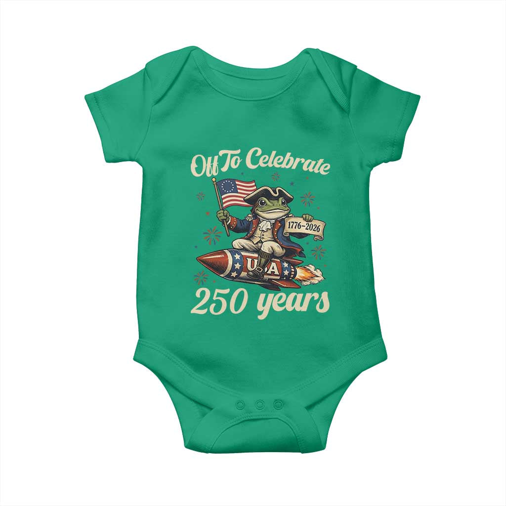 Funny Frog Off To Celebrate 250 Years Of Freedom Baby Onesie Patriotic Gift