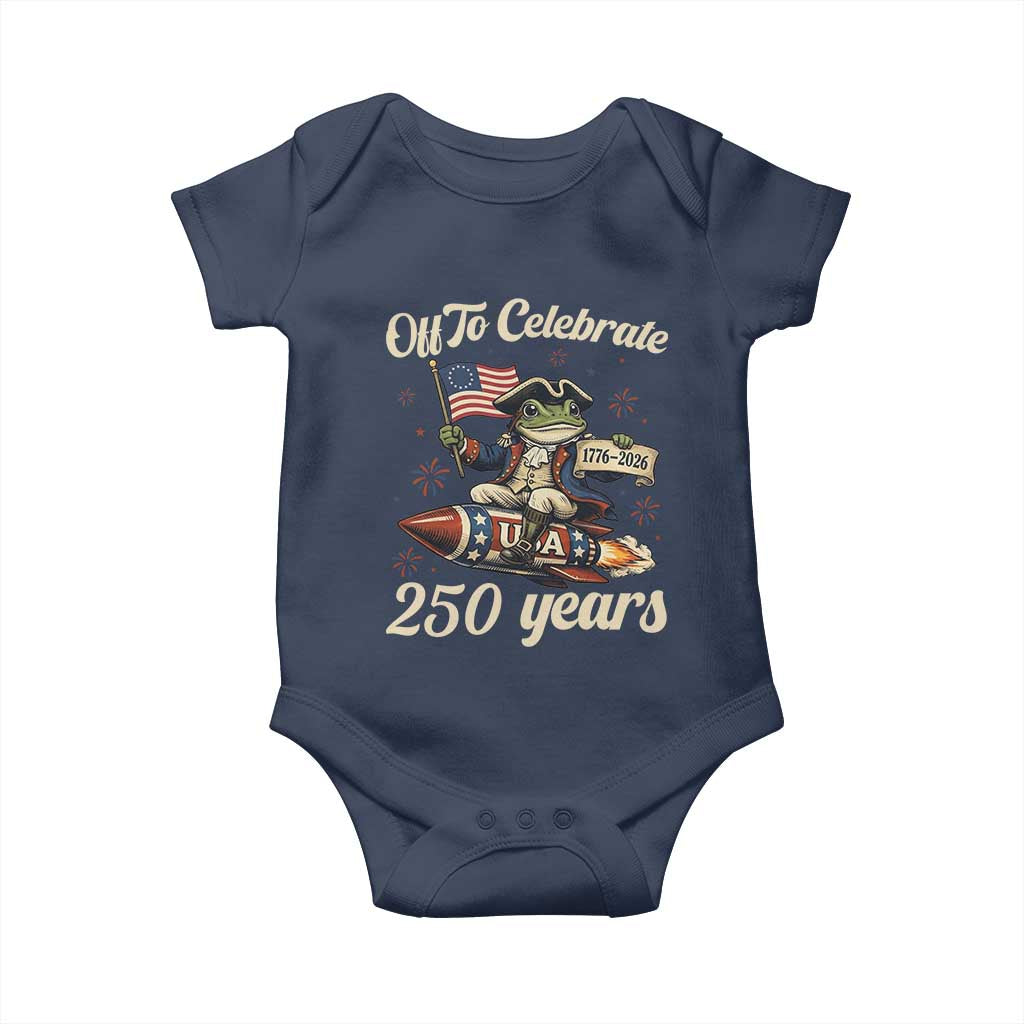 Funny Frog Off To Celebrate 250 Years Of Freedom Baby Onesie Patriotic Gift