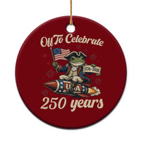 Funny Frog Off To Celebrate 250 Years Of Freedom Ceramic Ornament Patriotic Gift