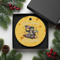Funny Frog Off To Celebrate 250 Years Of Freedom Ceramic Ornament Patriotic Gift