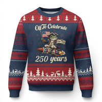 Funny Frog Off To Celebrate 250 Years Of Freedom Ugly Christmas Sweater Patriotic Gift