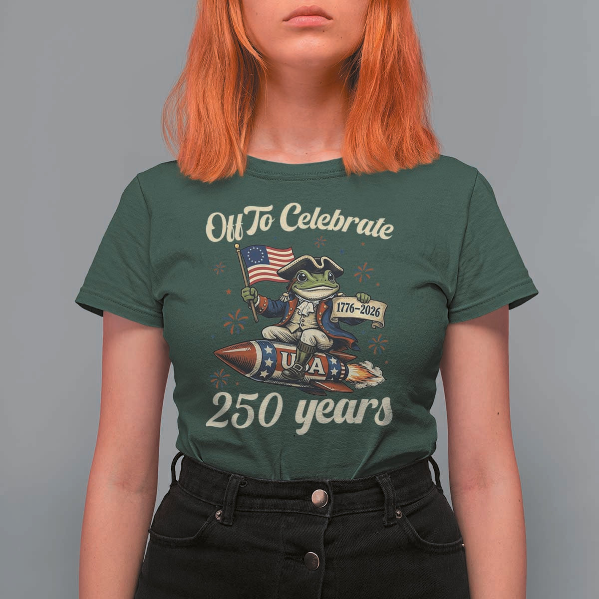 Funny Frog Off To Celebrate 250 Years Of Freedom T Shirt For Women Patriotic Gift