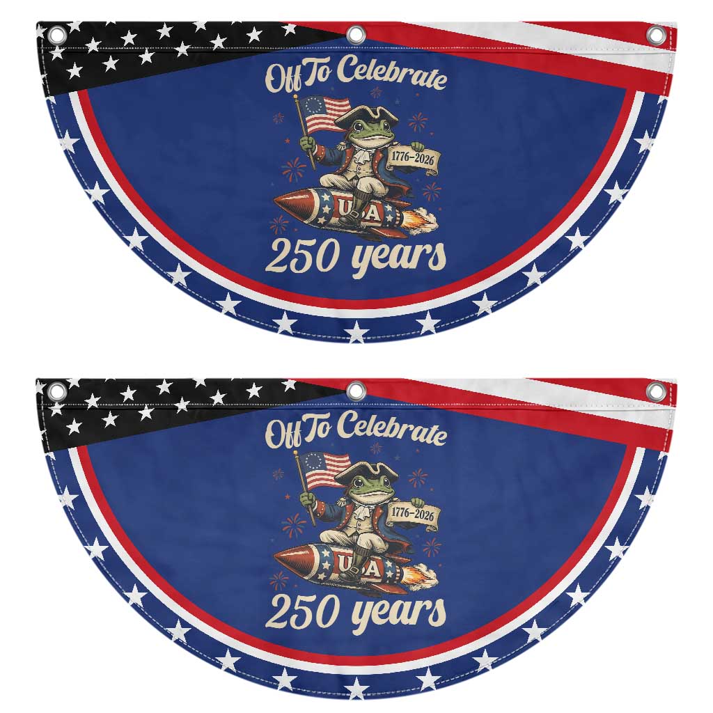 Funny Frog Off To Celebrate 250 Years Of Freedom Patriotic Fan Flag Red White Blue USA Celebration