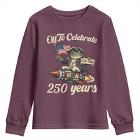 Funny Frog Off To Celebrate 250 Years Of Freedom Youth Sweatshirt Patriotic Gift