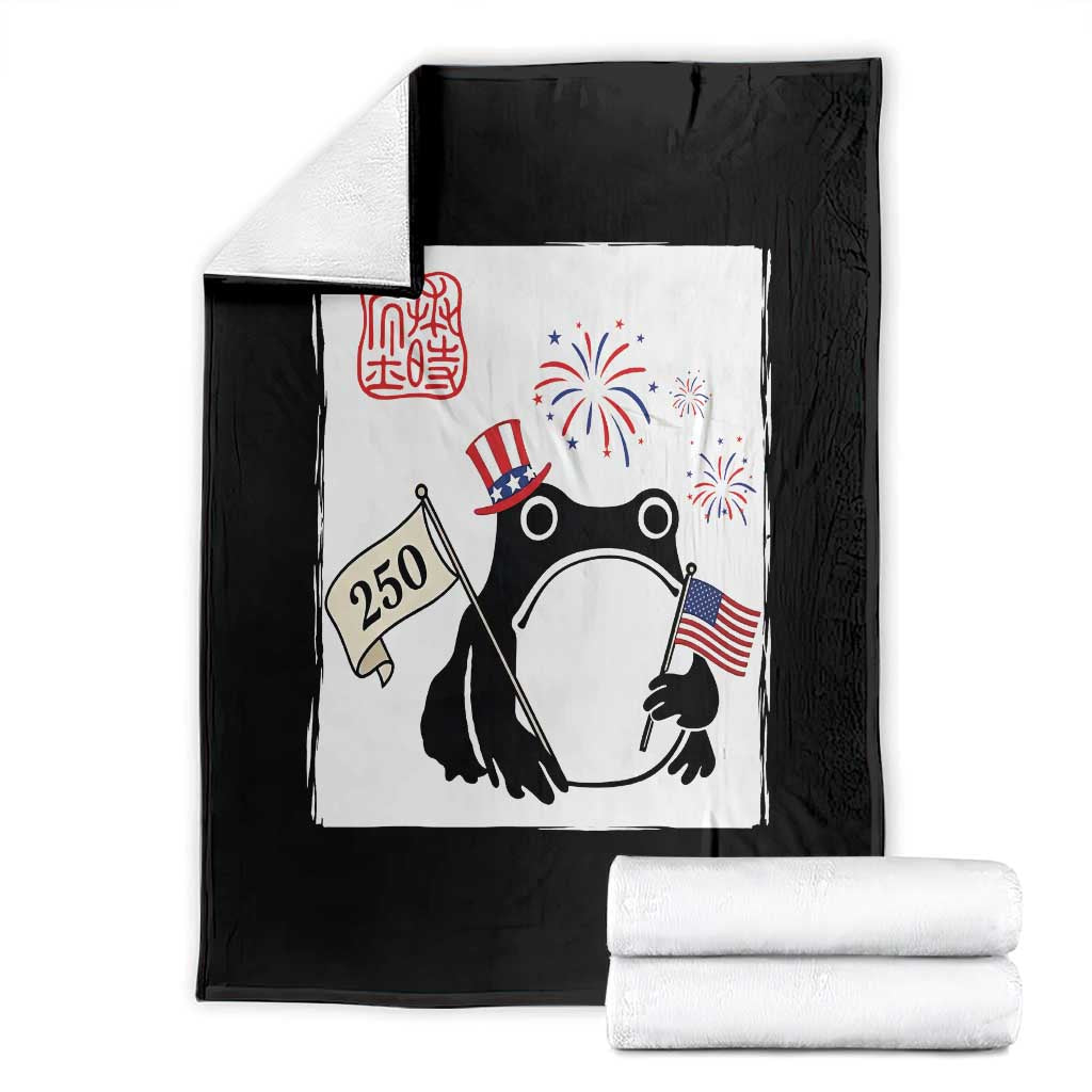Funny Patriotic Grumpy Frog 250th Anniversary USA Throw Blanket