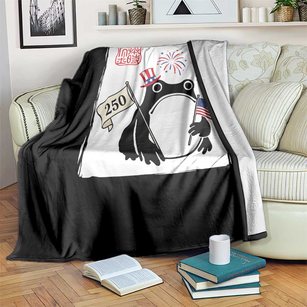Funny Patriotic Grumpy Frog 250th Anniversary USA Throw Blanket