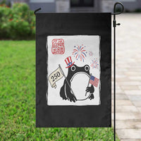 Funny Patriotic Grumpy Frog 250th Anniversary USA Garden Flag