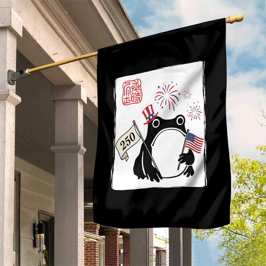 Funny Patriotic Grumpy Frog 250th Anniversary USA Garden Flag