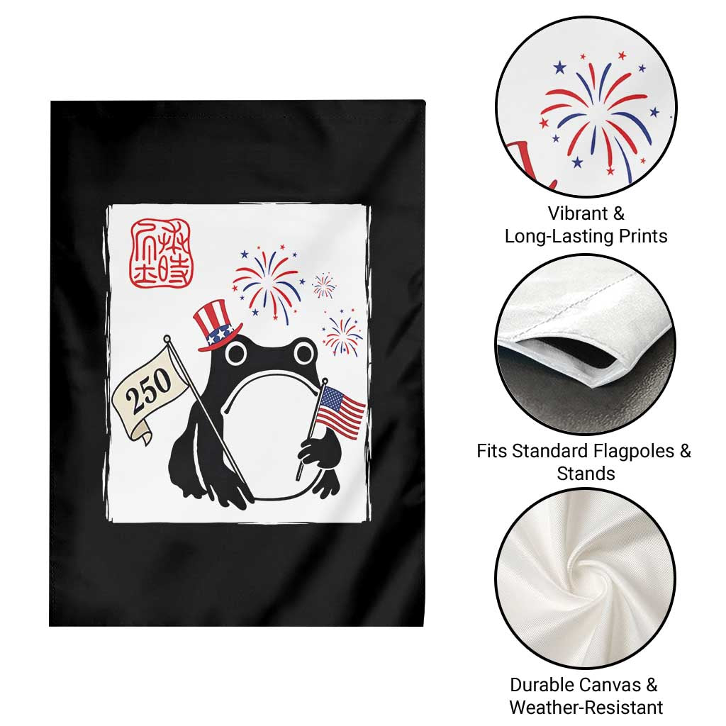 Funny Patriotic Grumpy Frog 250th Anniversary USA Garden Flag