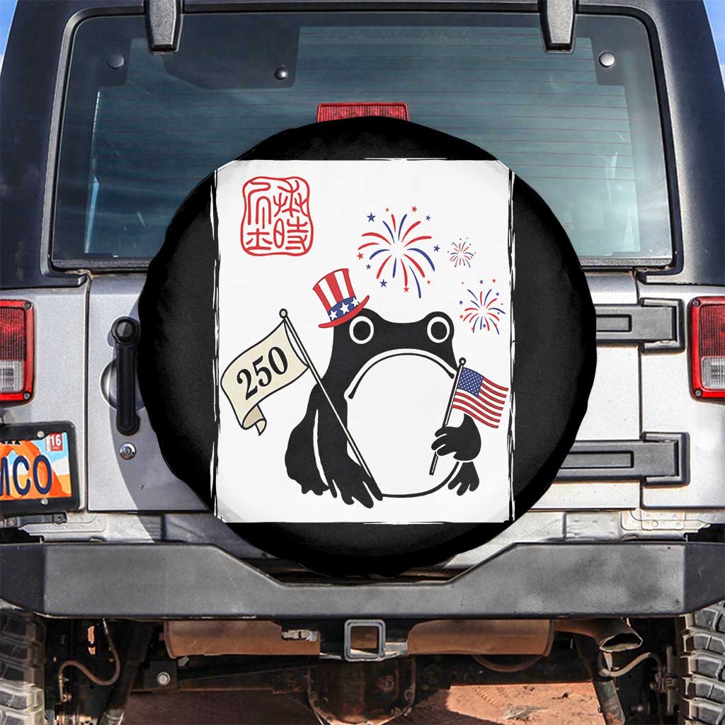 Funny Patriotic Grumpy Frog 250th Anniversary USA Spare Tire Cover