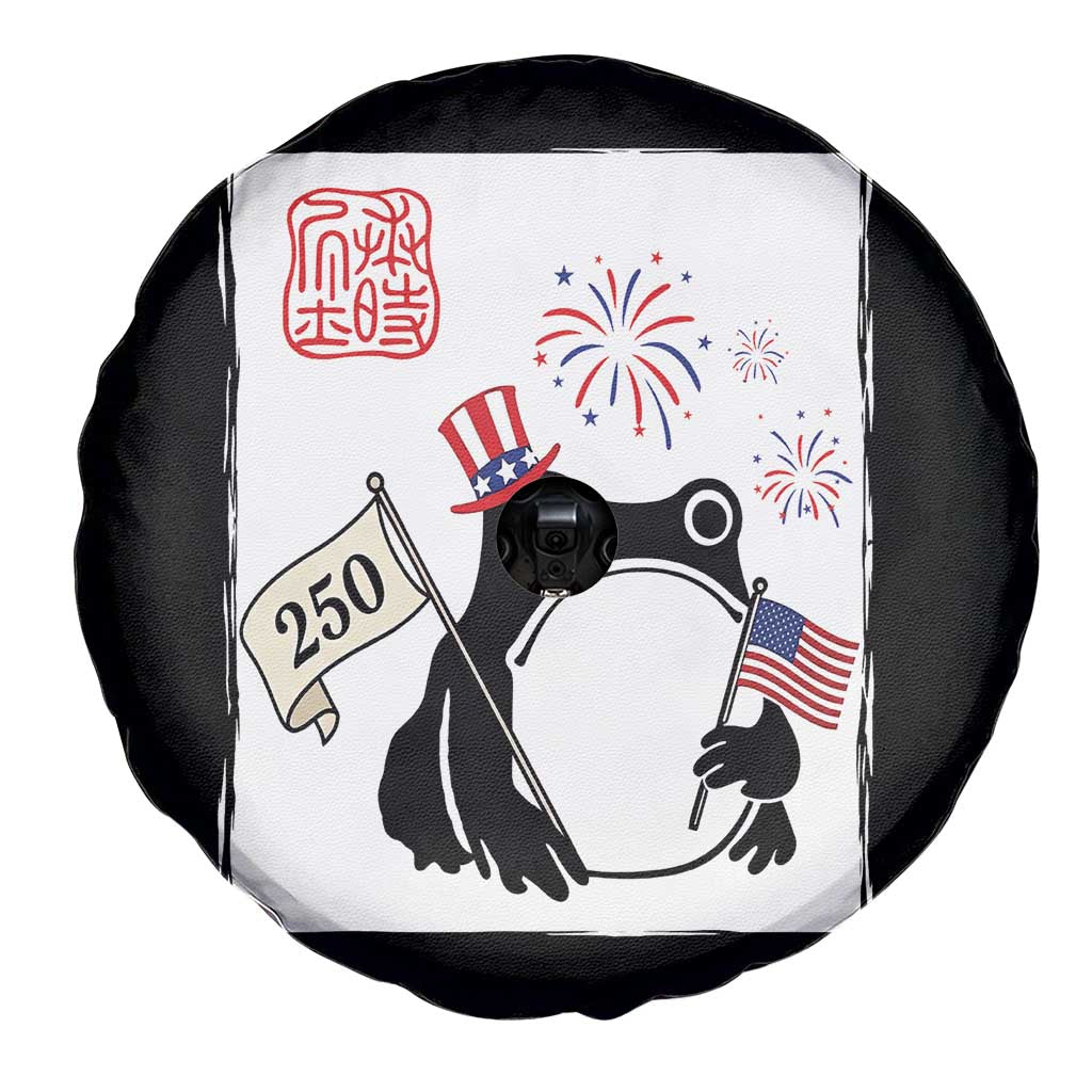 Funny Patriotic Grumpy Frog 250th Anniversary USA Spare Tire Cover