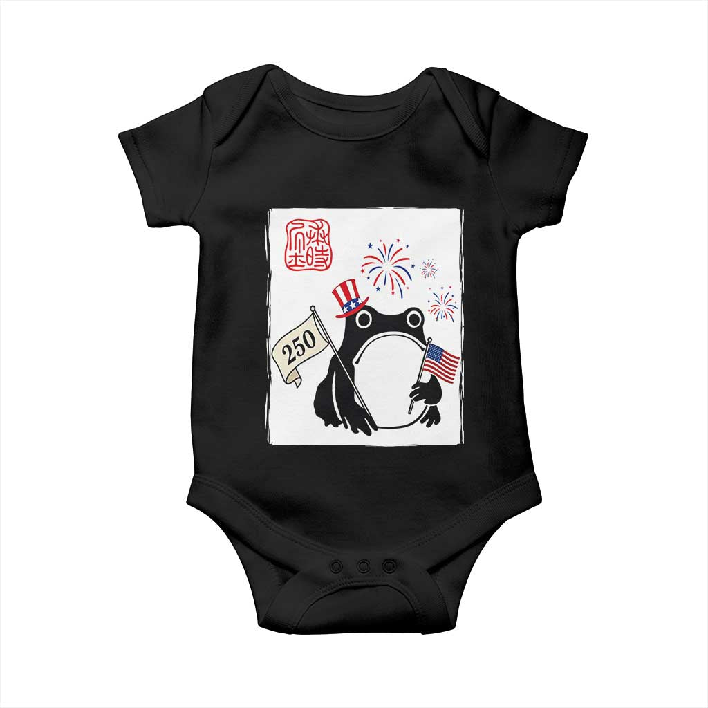Funny Patriotic Grumpy Frog 250th Anniversary USA Baby Onesie