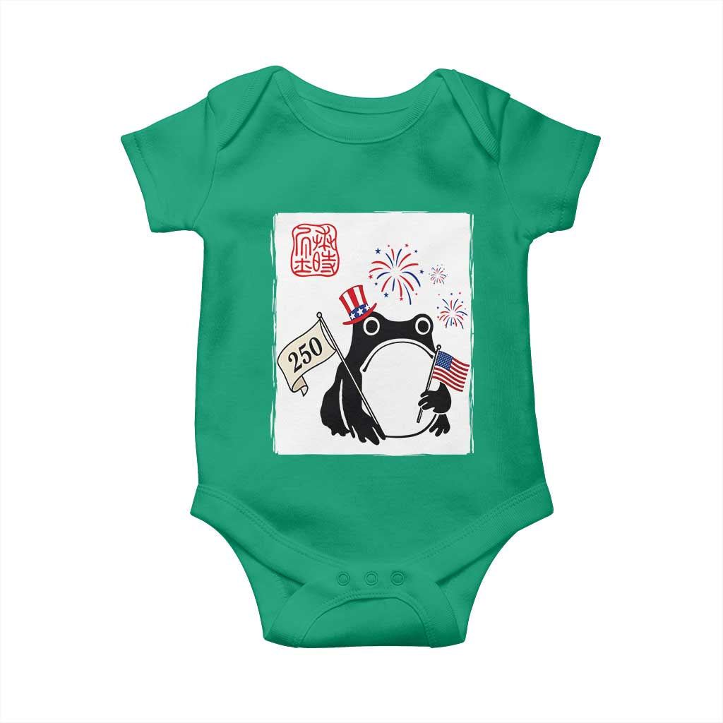 Funny Patriotic Grumpy Frog 250th Anniversary USA Baby Onesie