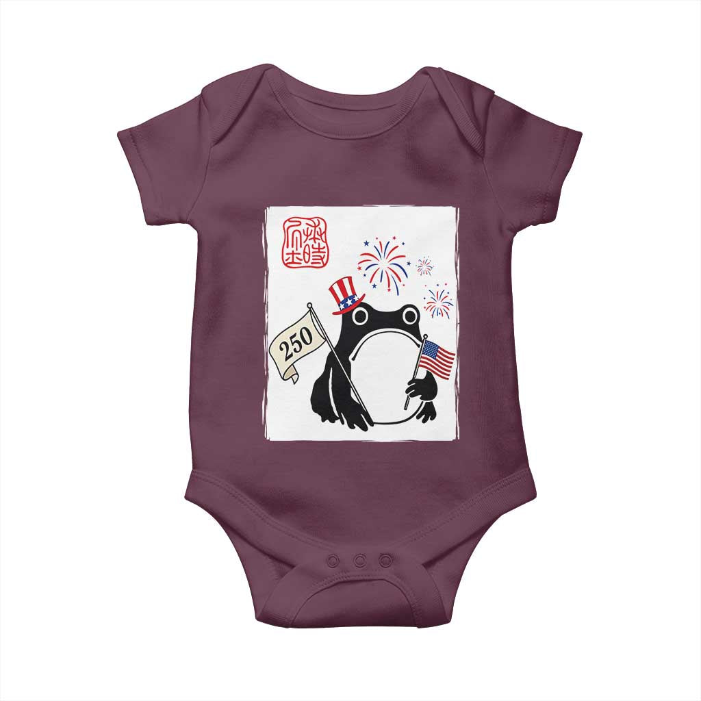 Funny Patriotic Grumpy Frog 250th Anniversary USA Baby Onesie