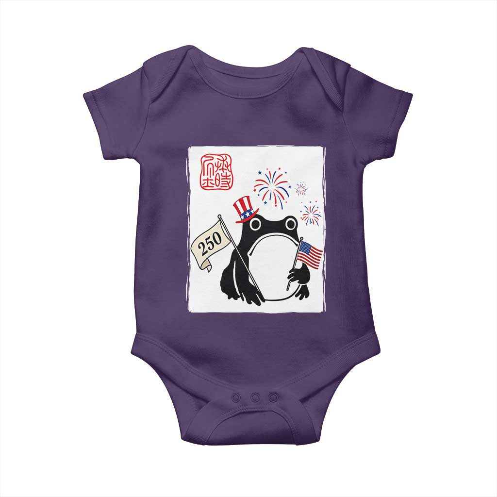 Funny Patriotic Grumpy Frog 250th Anniversary USA Baby Onesie