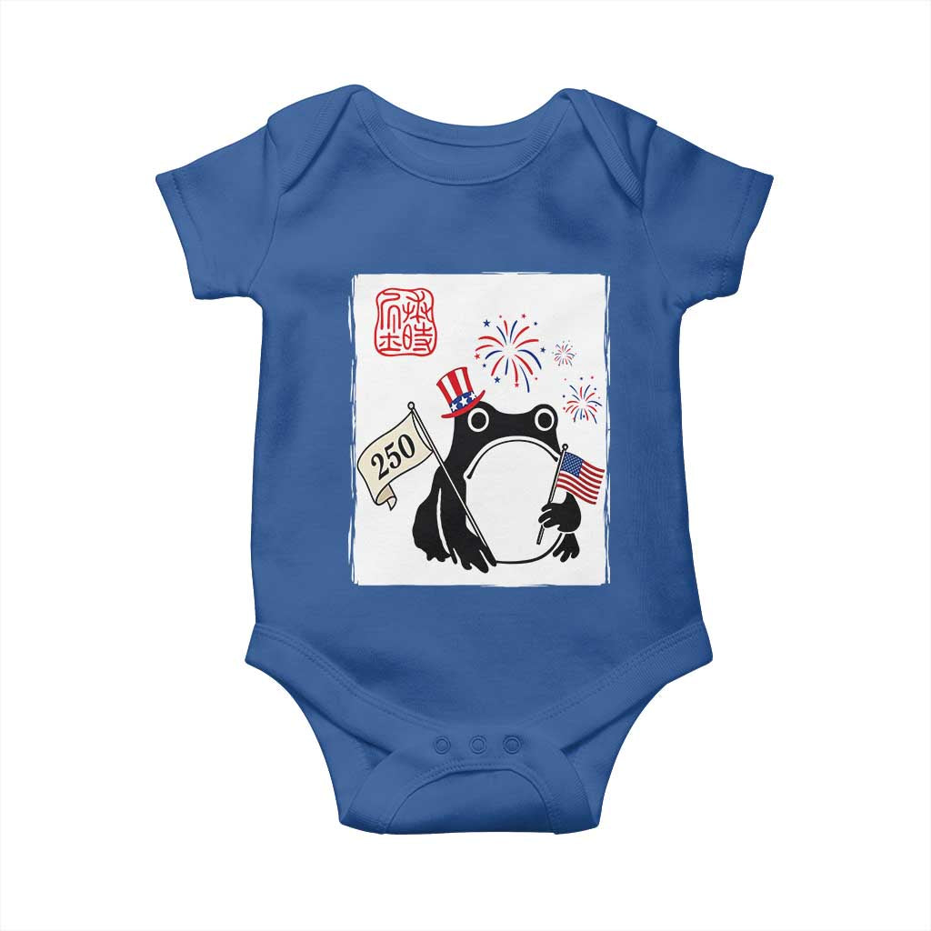 Funny Patriotic Grumpy Frog 250th Anniversary USA Baby Onesie