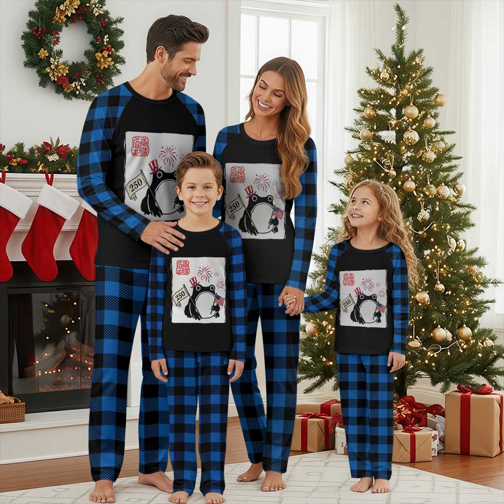 Funny Patriotic Grumpy Frog 250th Anniversary USA Plaid Pajama Set