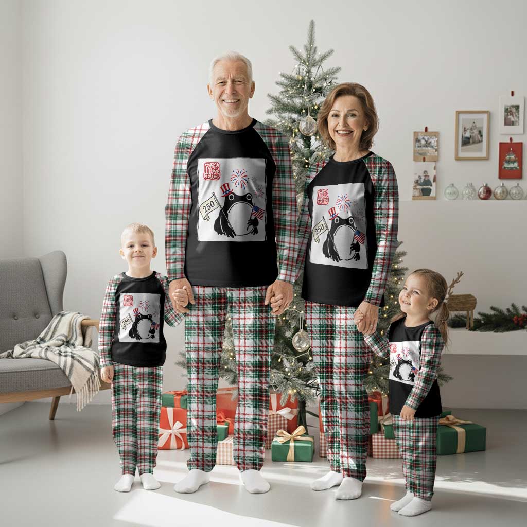 Funny Patriotic Grumpy Frog 250th Anniversary USA Plaid Pajama Set