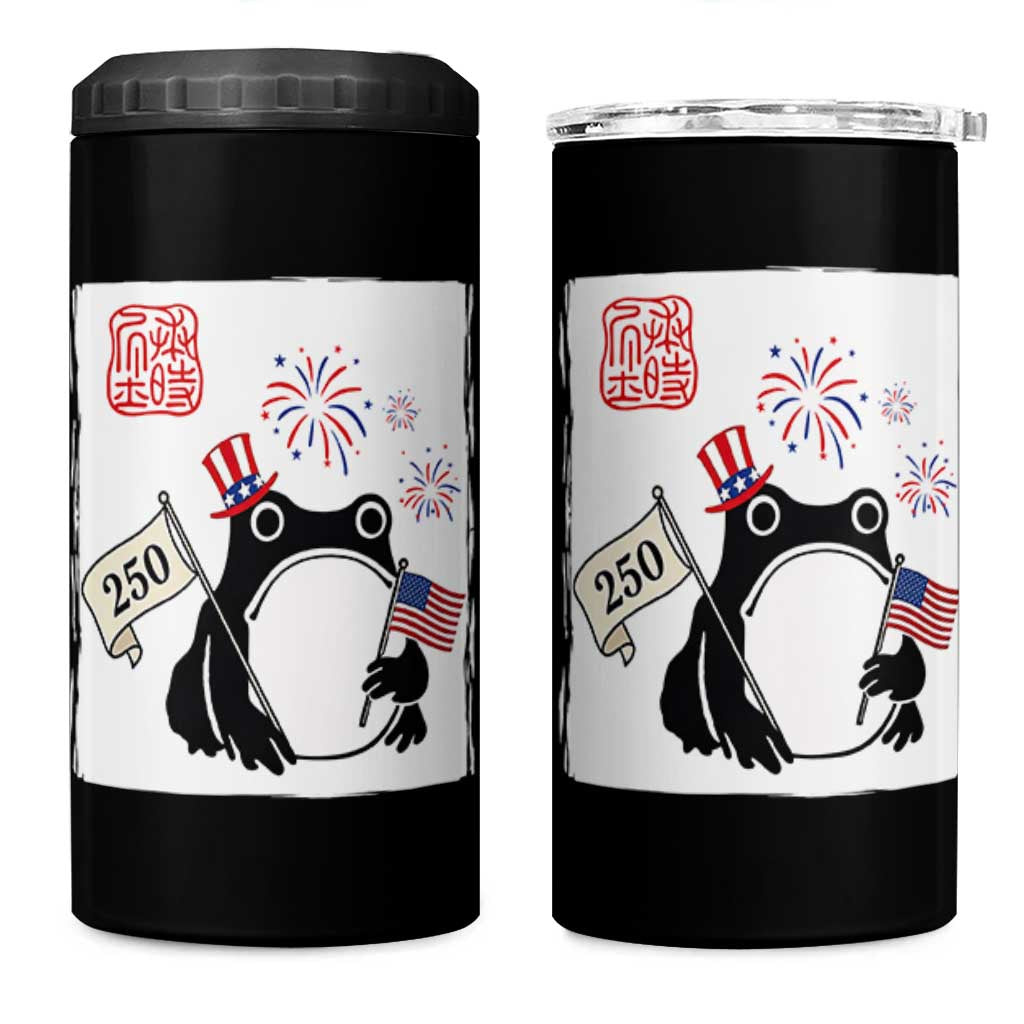 Funny Patriotic Grumpy Frog 250th Anniversary USA 4 in 1 Can Cooler Tumbler
