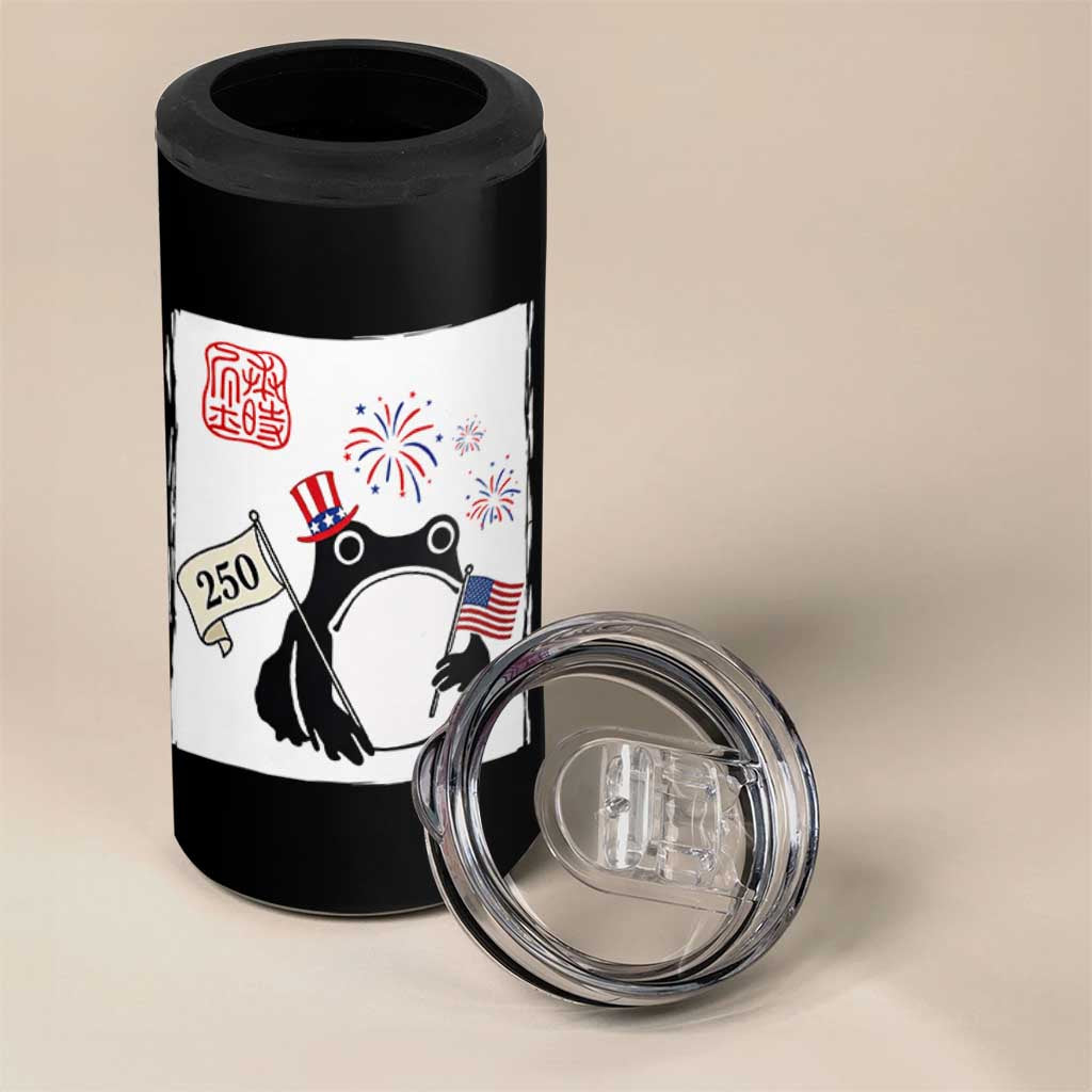 Funny Patriotic Grumpy Frog 250th Anniversary USA 4 in 1 Can Cooler Tumbler