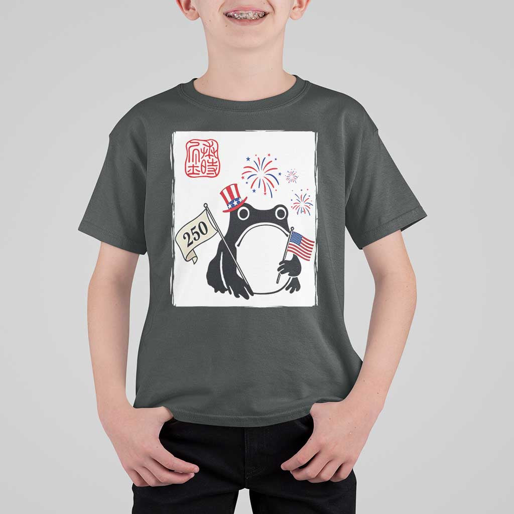 Funny Patriotic Grumpy Frog 250th Anniversary USA T Shirt For Kid