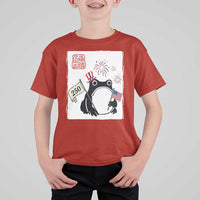 Funny Patriotic Grumpy Frog 250th Anniversary USA T Shirt For Kid