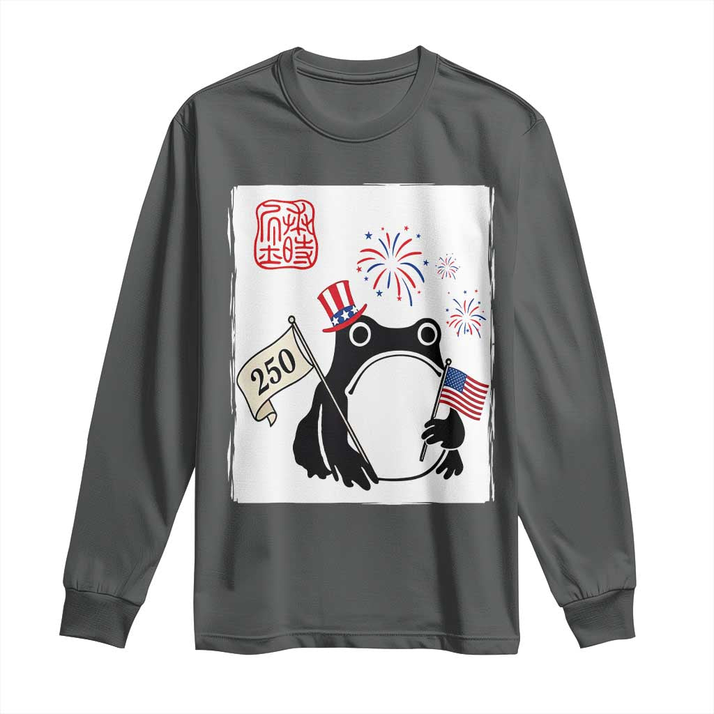 Funny Patriotic Grumpy Frog 250th Anniversary USA Long Sleeve Shirt