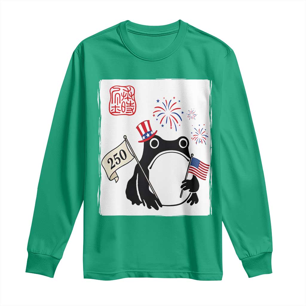 Funny Patriotic Grumpy Frog 250th Anniversary USA Long Sleeve Shirt