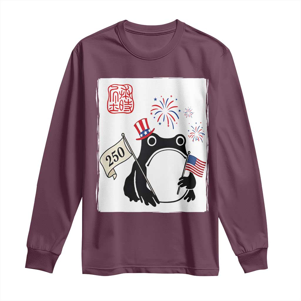 Funny Patriotic Grumpy Frog 250th Anniversary USA Long Sleeve Shirt
