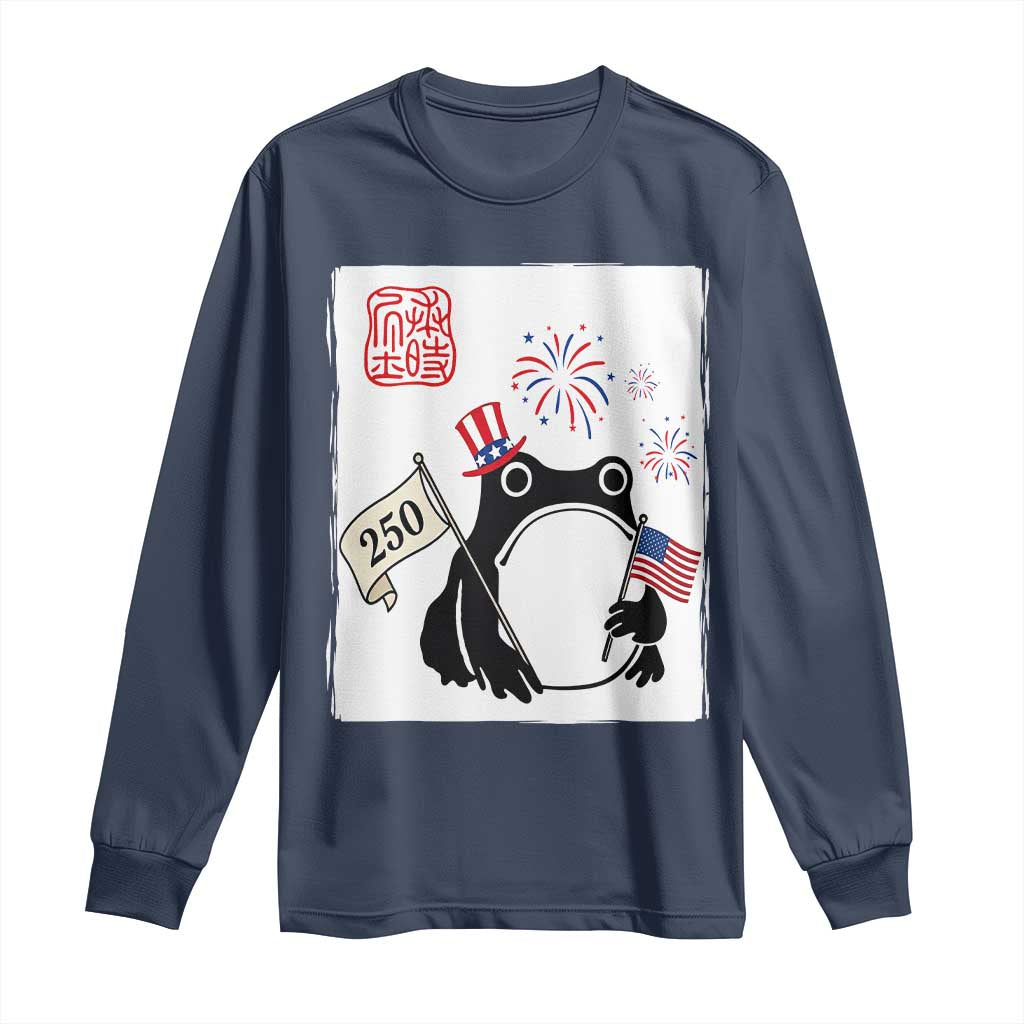 Funny Patriotic Grumpy Frog 250th Anniversary USA Long Sleeve Shirt
