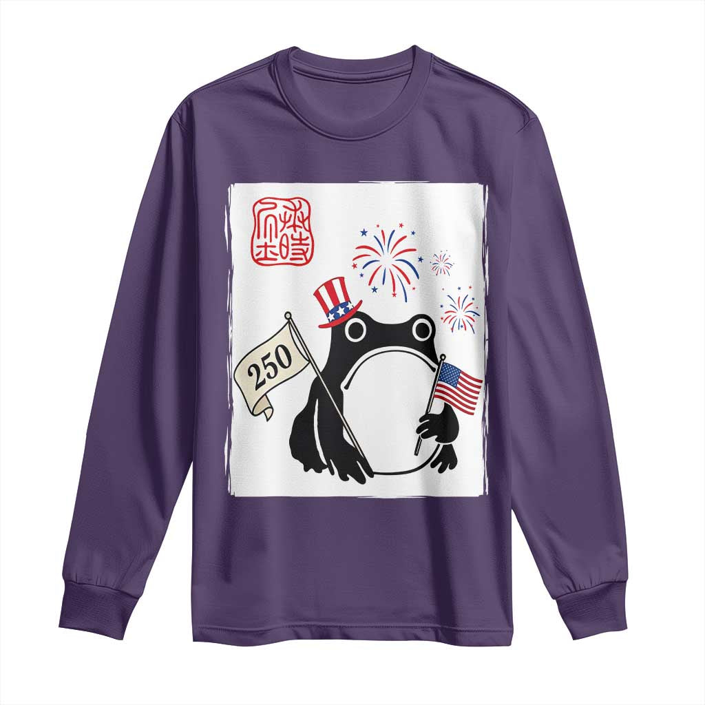 Funny Patriotic Grumpy Frog 250th Anniversary USA Long Sleeve Shirt