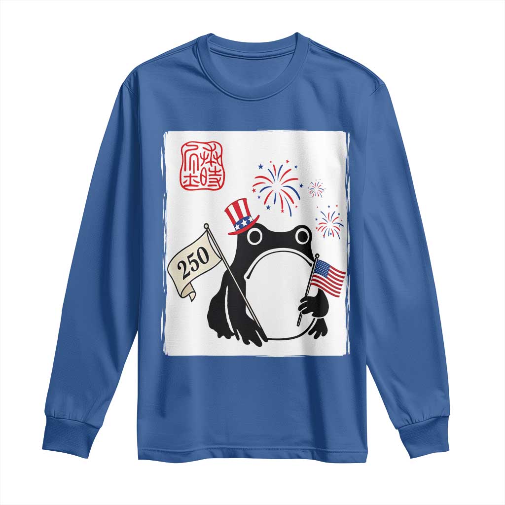 Funny Patriotic Grumpy Frog 250th Anniversary USA Long Sleeve Shirt