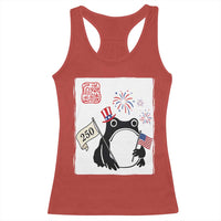 Funny Patriotic Grumpy Frog 250th Anniversary USA Racerback Tank Top