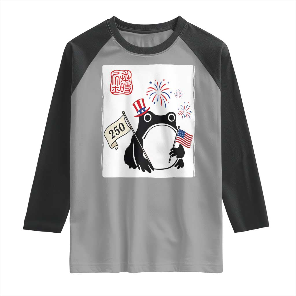 Funny Patriotic Grumpy Frog 250th Anniversary USA Raglan Shirt