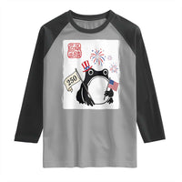 Funny Patriotic Grumpy Frog 250th Anniversary USA Raglan Shirt
