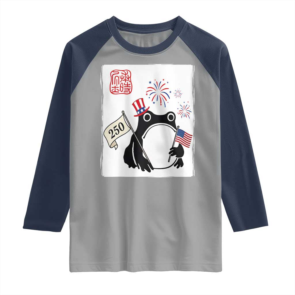 Funny Patriotic Grumpy Frog 250th Anniversary USA Raglan Shirt