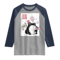 Funny Patriotic Grumpy Frog 250th Anniversary USA Raglan Shirt