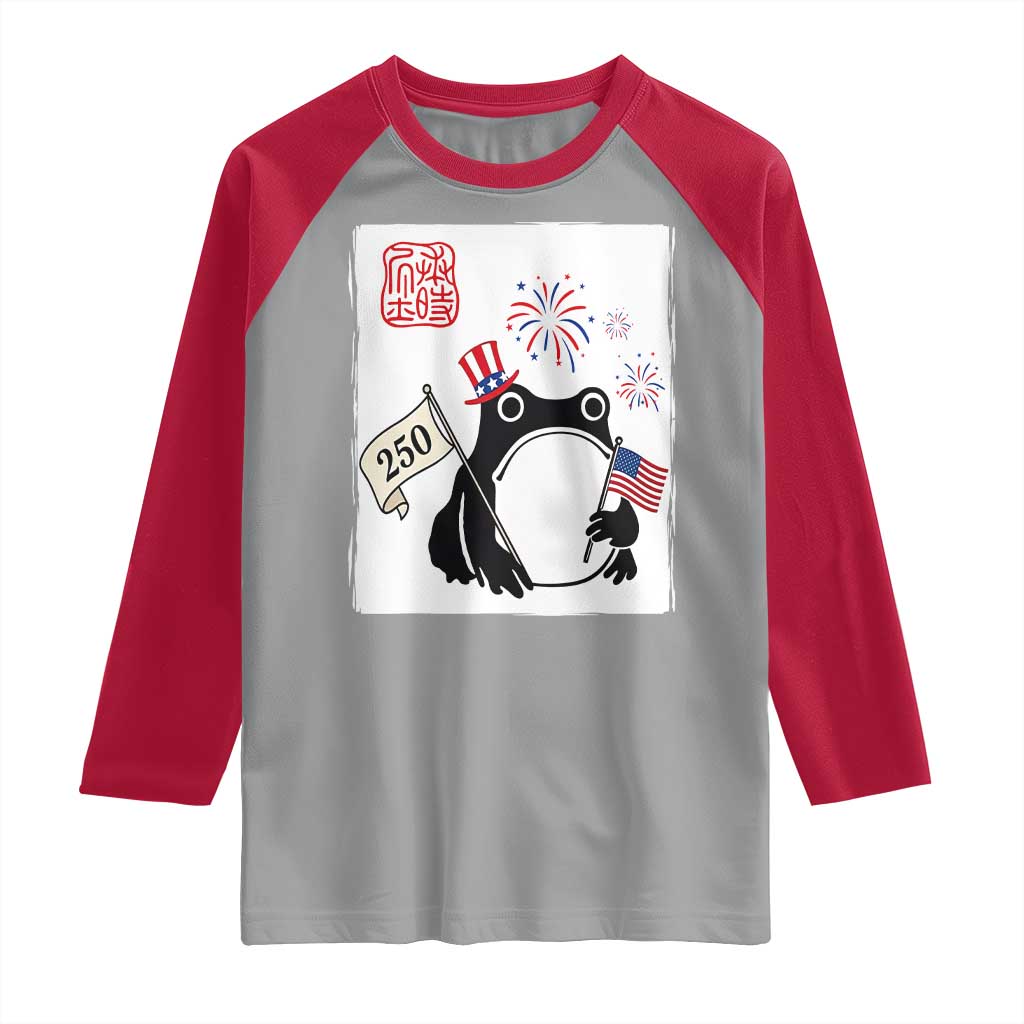 Funny Patriotic Grumpy Frog 250th Anniversary USA Raglan Shirt
